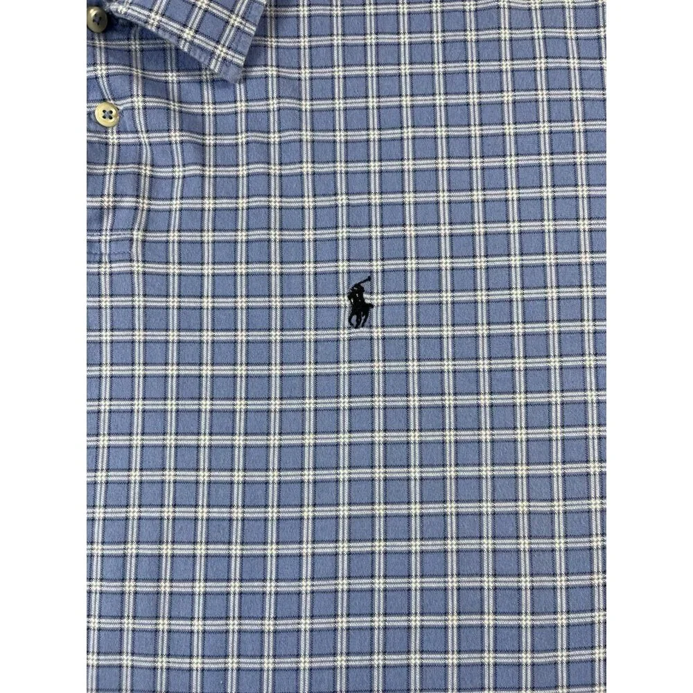 VTG Polo by Ralph Lauren Polo Shirt Pullover Mens XXL Blue Plaid 100% Cotton
